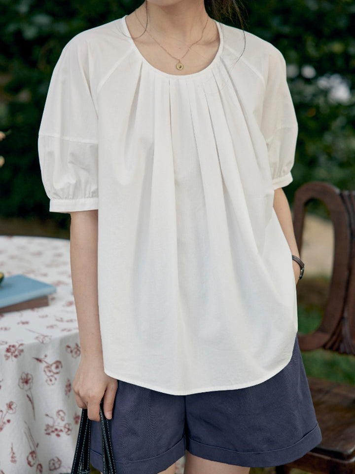 Maggie Casual Crew Neck Cotton Shirt