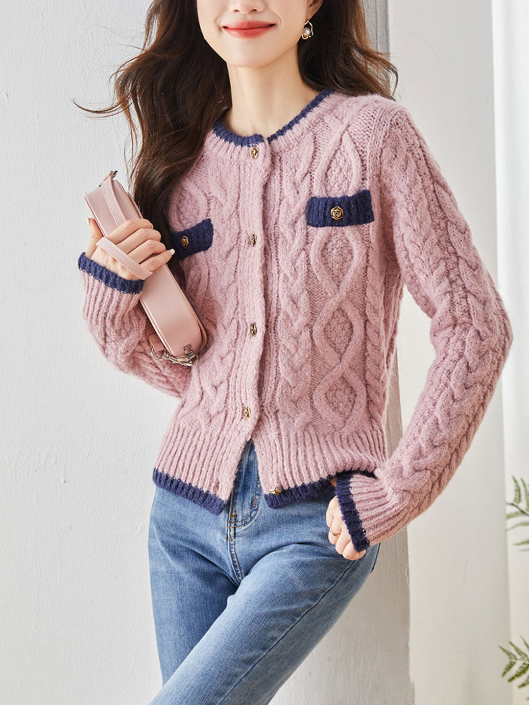 Emma Classic Thickened Knitted Cardigan Sweater-White