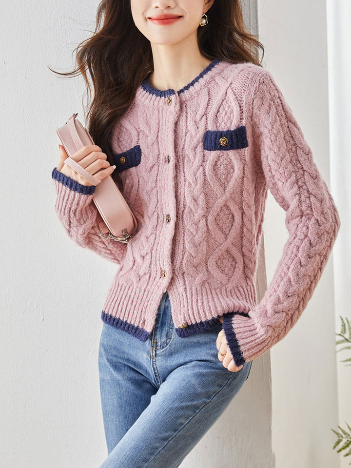 Emma Classic Thickened Knitted Cardigan Sweater-White