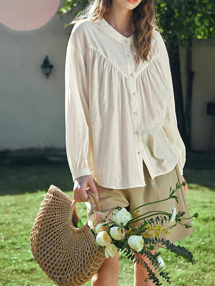 Kayla Loose Crew Neck Long Sleeve Blouse