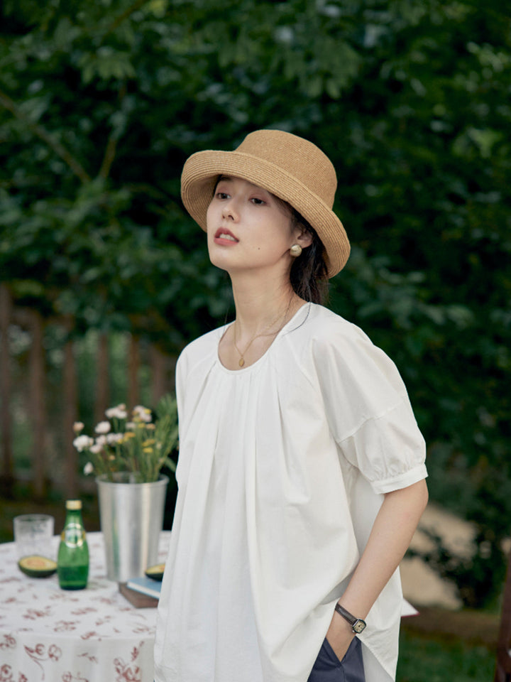 Maggie Casual Crew Neck Cotton Shirt